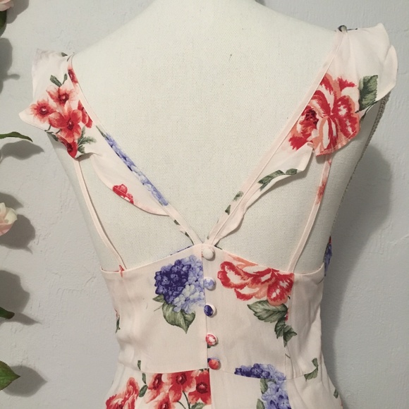 Forever 21 Floral Flutter Button Back Dress NWOT - Picture 6 of 8